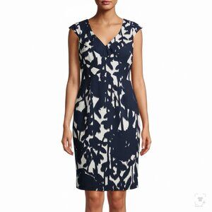 Adrianna Papell Women’s Navy/White  Sleeveless Dress Abstract Print Size 2 - New
